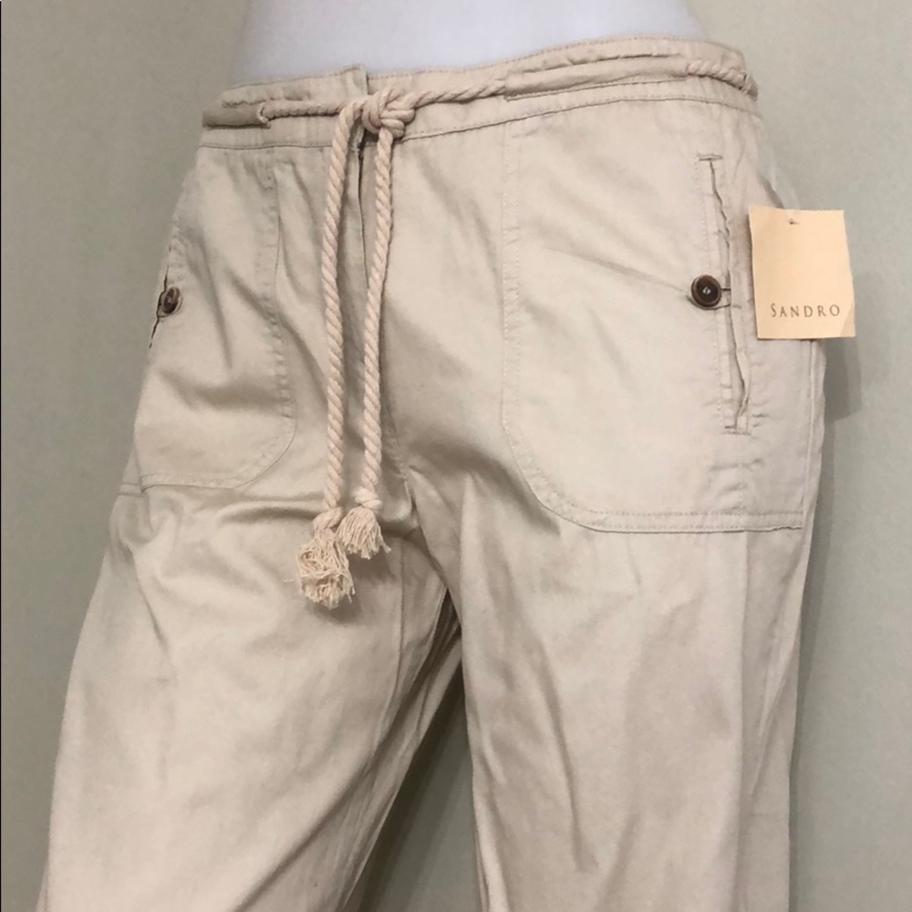 NWT SONDRO TIE WAIST KHAKI CAPRIS 10